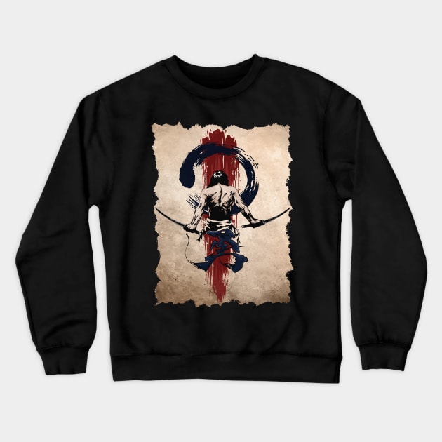 Japanese Samurai Warrior Retro Vintage Japan Bushido Crewneck Sweatshirt by Dojaja